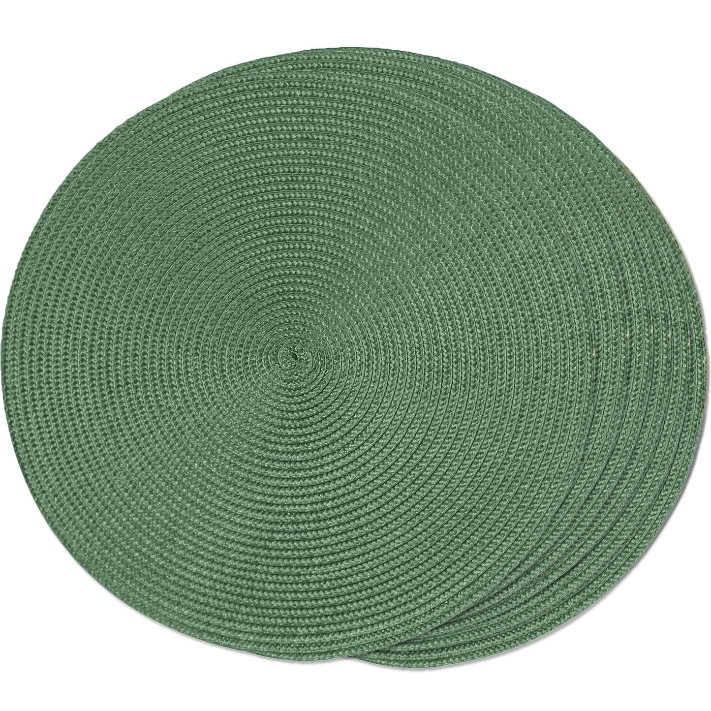 FunWheat Round Braided Placemats Set of 6 Table Mats for Dining Tables Woven Washable Non-Slip Place mats 15 in(Blue, 6pcs)