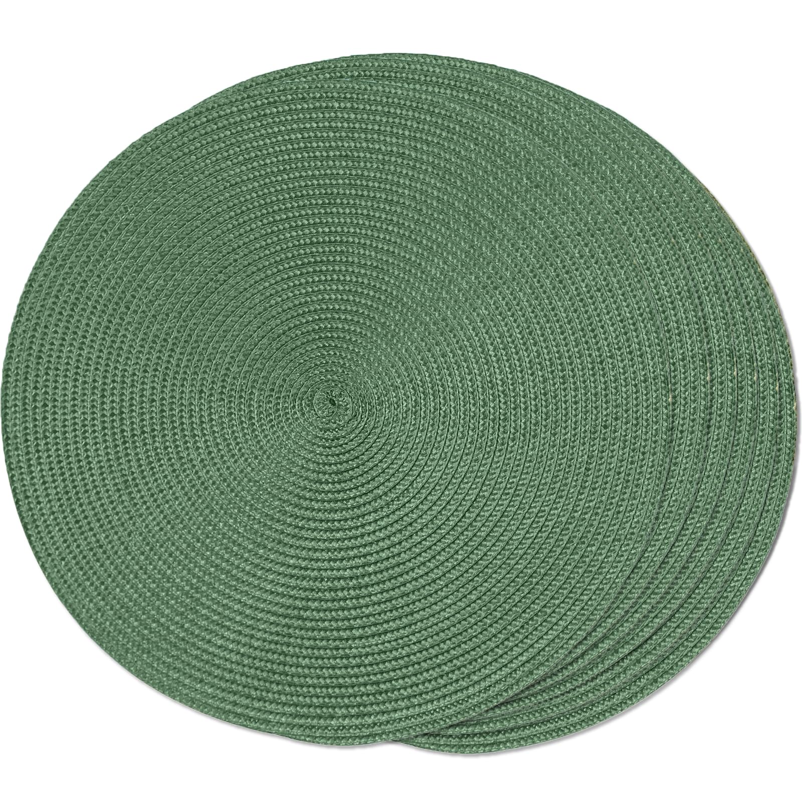 FunWheat Round Braided Placemats Set of 6 Table Mats for Dining Tables Woven Washable Non-Slip Place mats 15 in(Blue, 6pcs)
