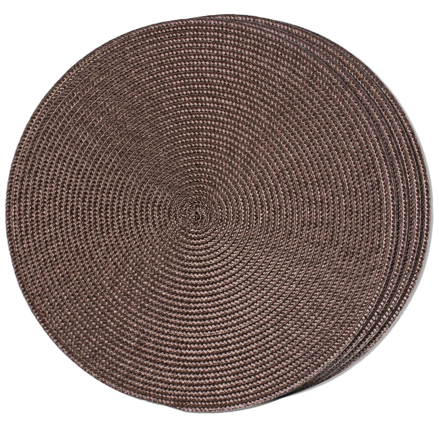 FunWheat Round Braided Placemats Set of 6 Table Mats for Dining Tables Woven Washable Non-Slip Place mats 15 in(Blue, 6pcs)