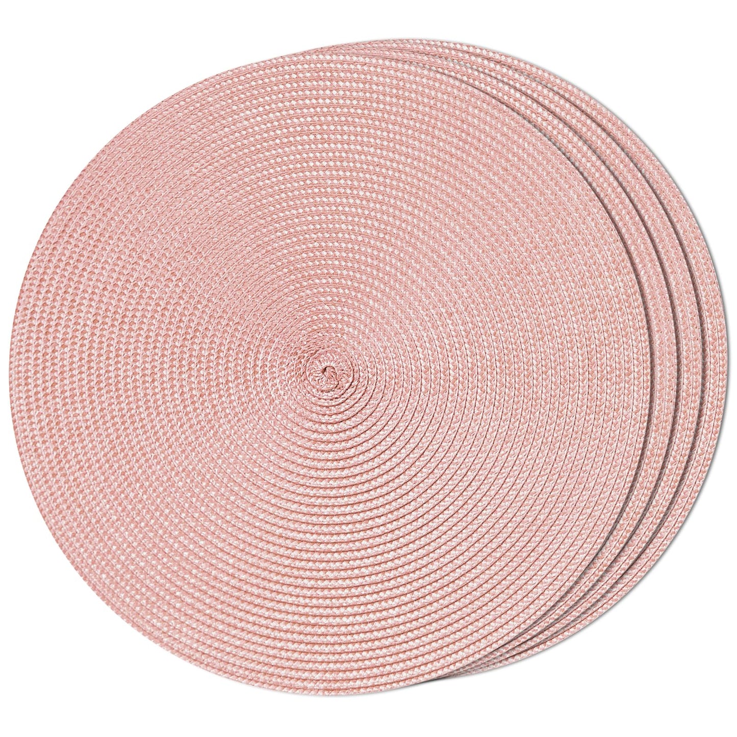 FunWheat Round Braided Placemats Set of 6 Table Mats for Dining Tables Woven Washable Non-Slip Place mats 15 in(Blue, 6pcs)
