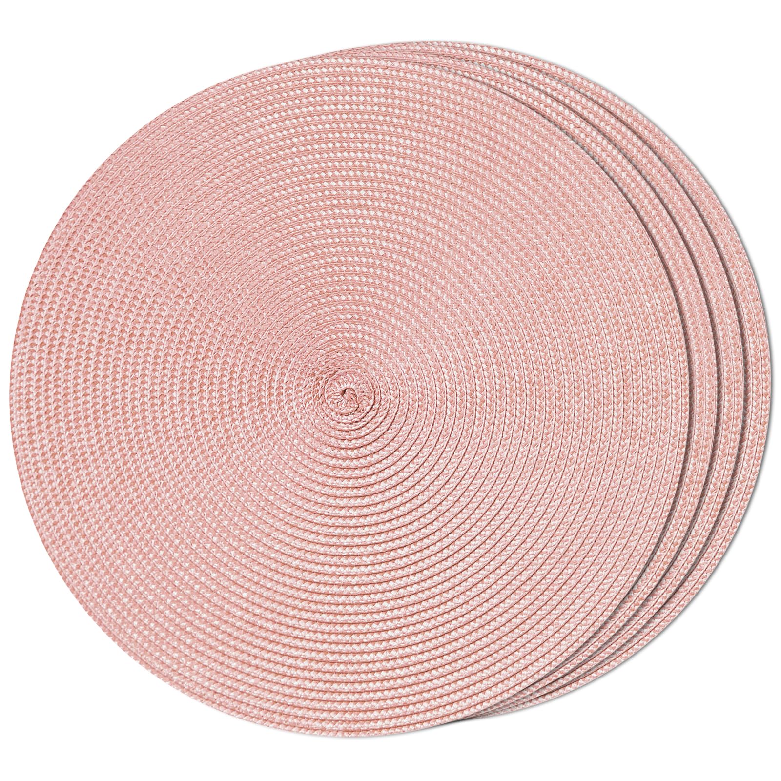 FunWheat Round Braided Placemats Set of 6 Table Mats for Dining Tables Woven Washable Non-Slip Place mats 15 in(Blue, 6pcs)