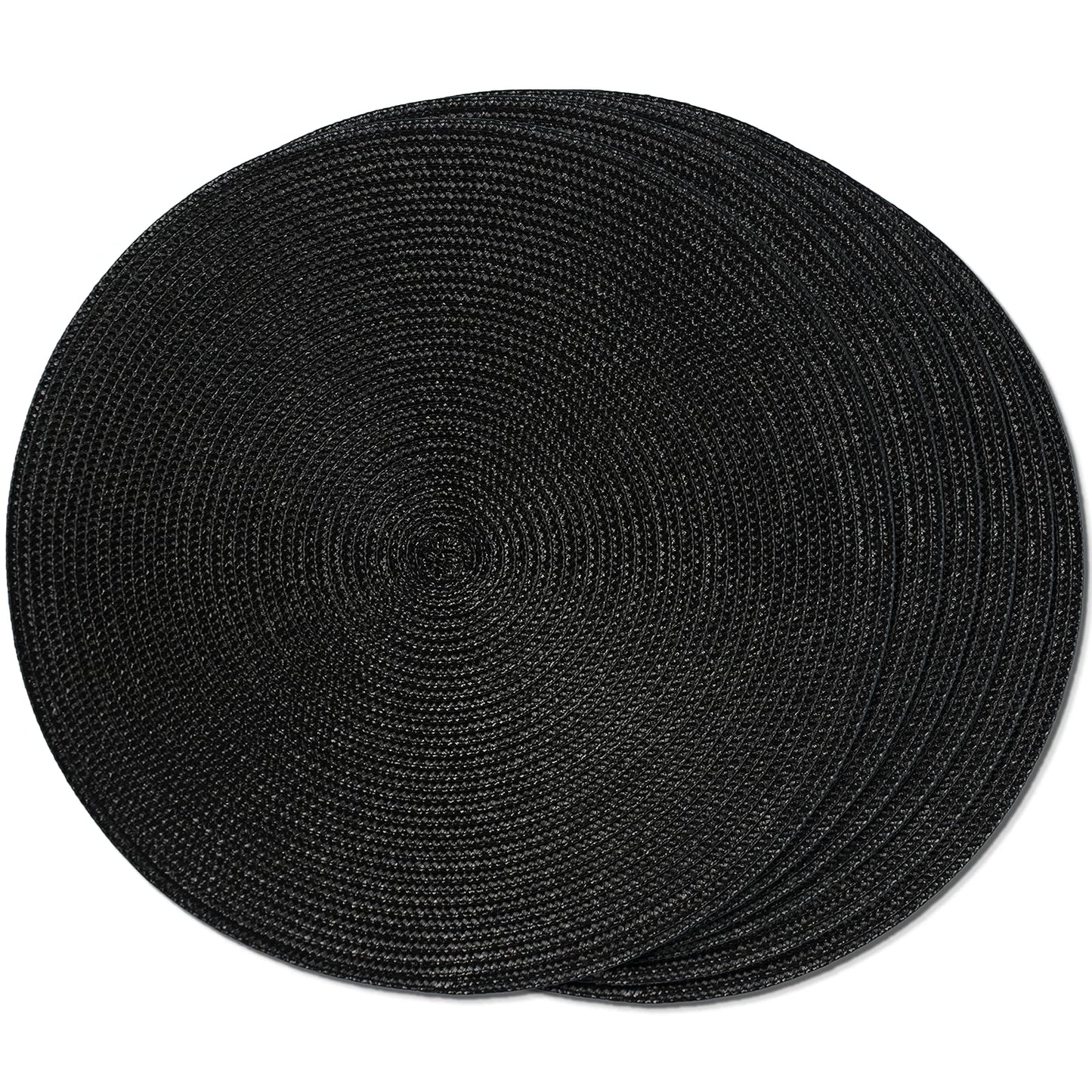 FunWheat Round Braided Placemats Set of 6 Table Mats for Dining Tables Woven Washable Non-Slip Place mats 15 in(Blue, 6pcs)
