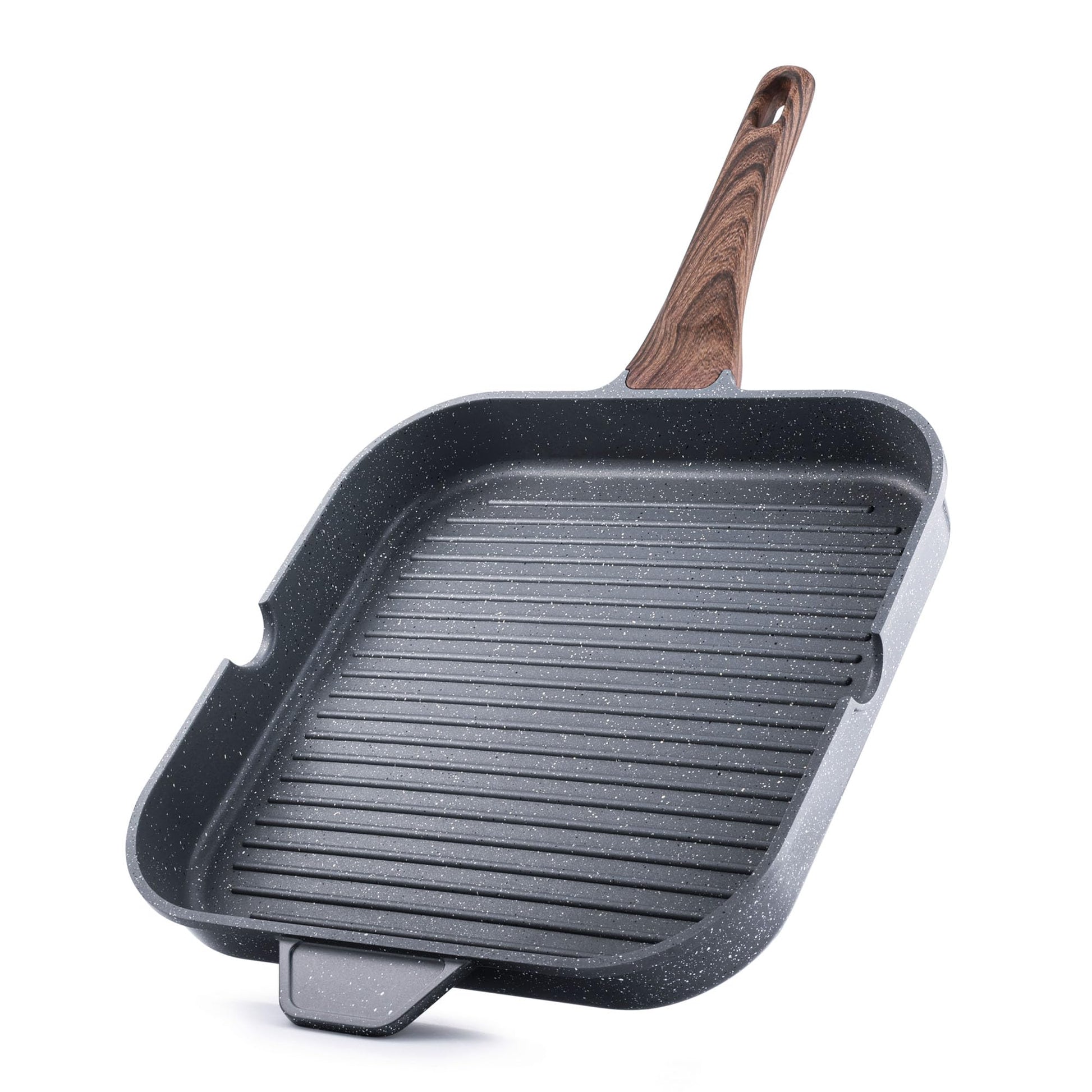 SENSARTE Nonstick Grill Pan for Stove Tops, Versatile Griddle with Pour Spouts, Square Big Cooking Surface, Durable Skillet Indoor & Outdoor Grilling. PFOA Free, 9.5 Inch