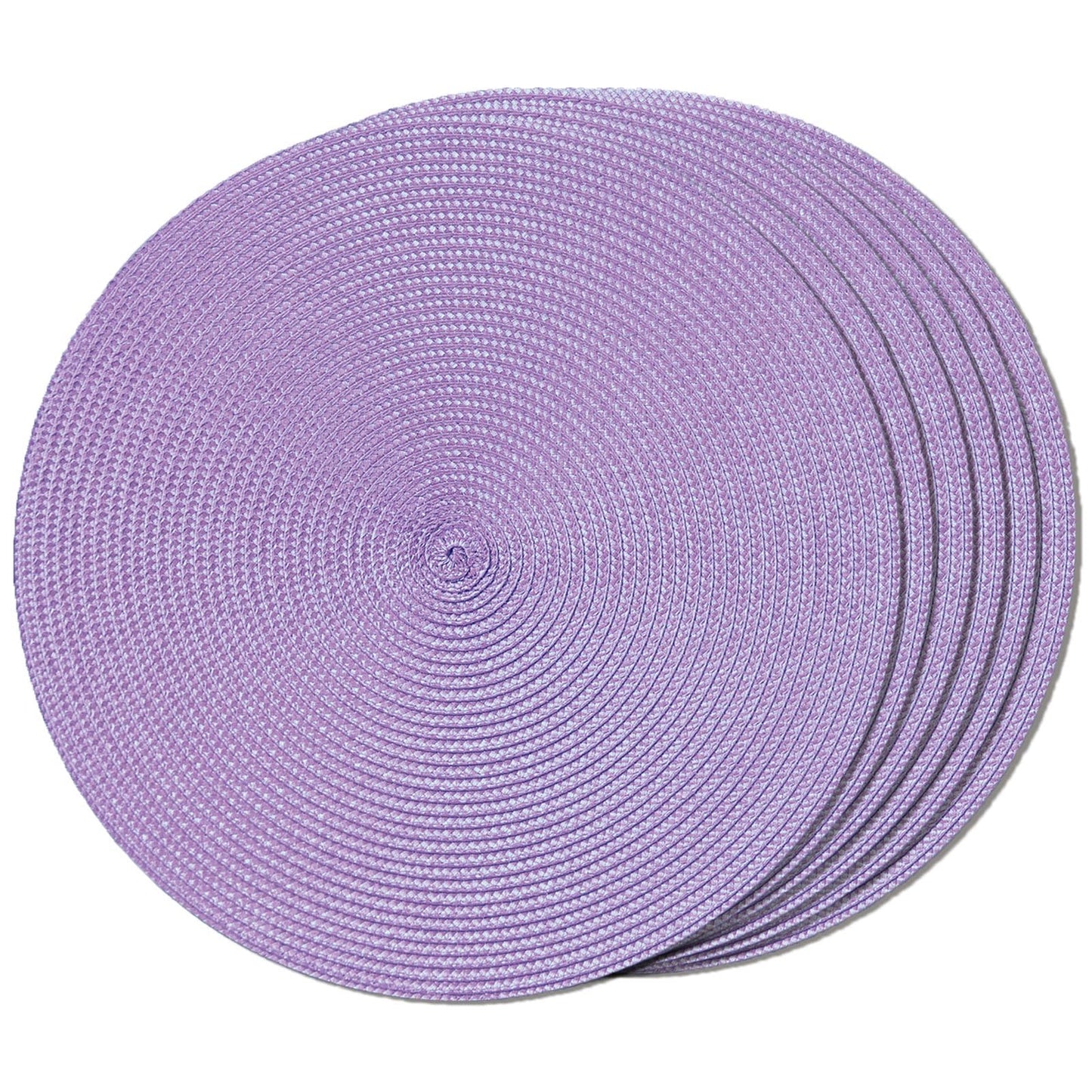 FunWheat Round Braided Placemats Set of 6 Table Mats for Dining Tables Woven Washable Non-Slip Place mats 15 in(Blue, 6pcs)