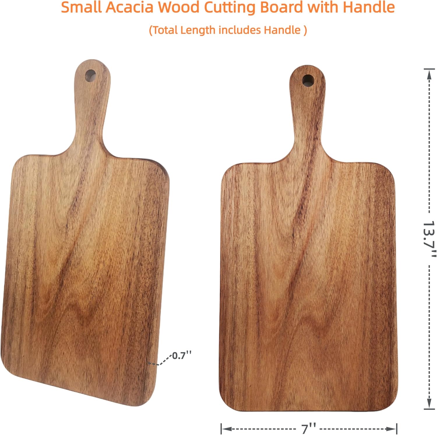 ZeQi Acacia Wood Cutting Board with Handle 13.7''X7'' / Charcuterie Board/Serving Board/Cheese, Bread, Vegetables & Fruits Serving Board (Rectangular)