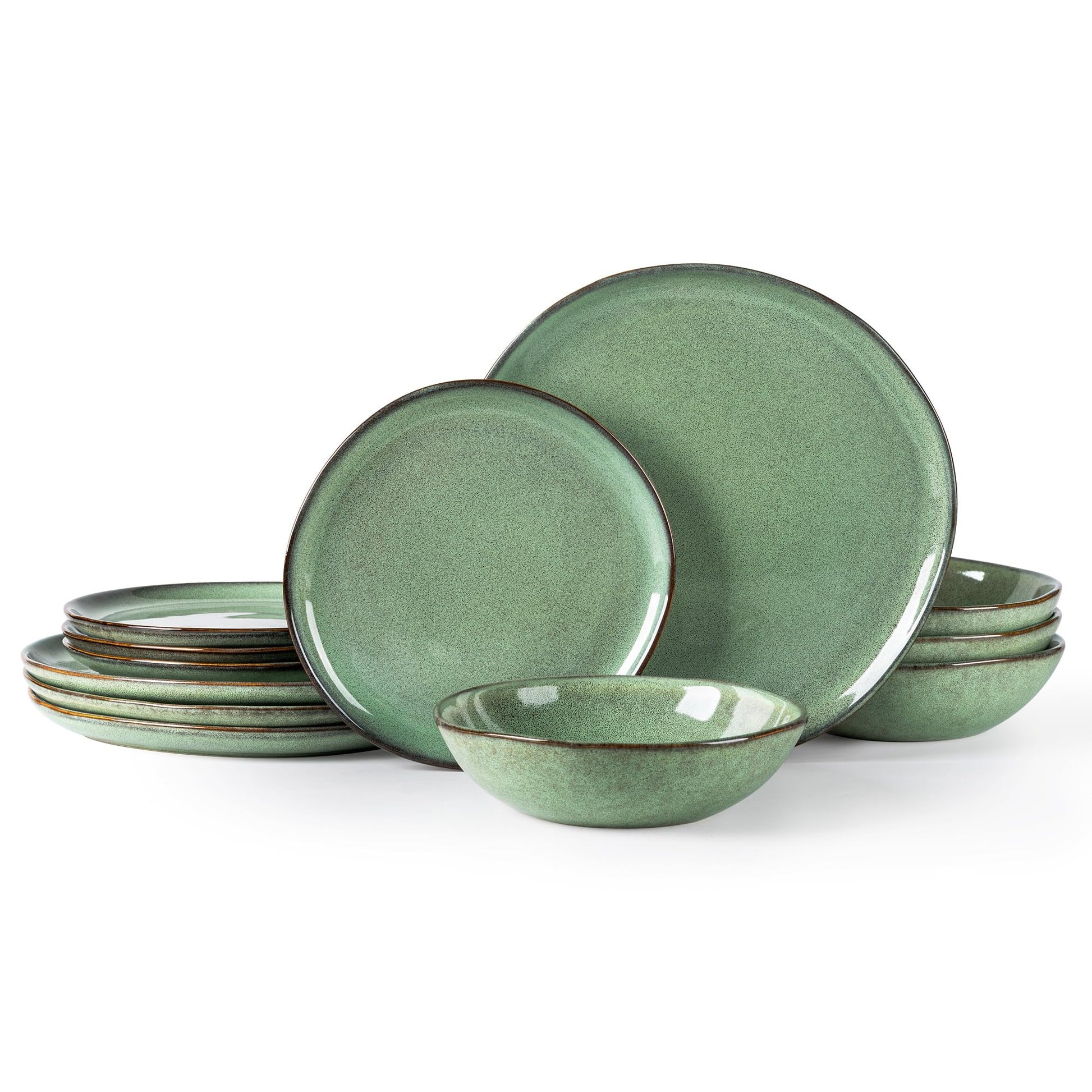 AmorArc Ceramic Dinnerware Sets,Handmade Reactive Glaze Stoneware Plates and Bowls Set,Highly Scratch Resistant Dishes | Dishwasher & Microwave Safe Dishes Set, Service for 6 (18pc)