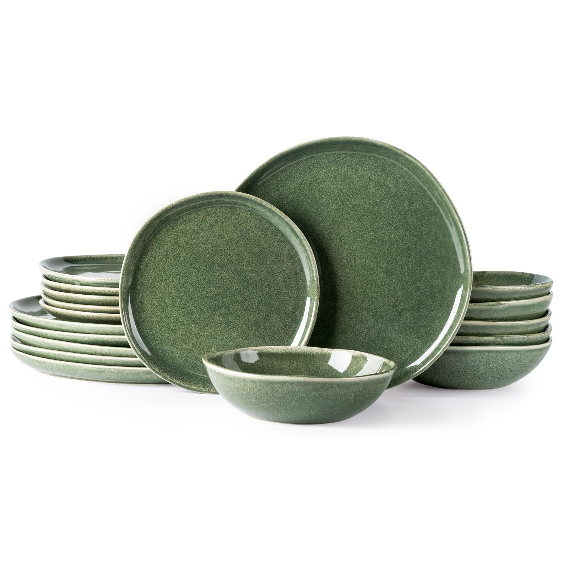 AmorArc Ceramic Dinnerware Sets,Handmade Reactive Glaze Stoneware Plates and Bowls Set,Highly Scratch Resistant Dishes | Dishwasher & Microwave Safe Dishes Set, Service for 6 (18pc)