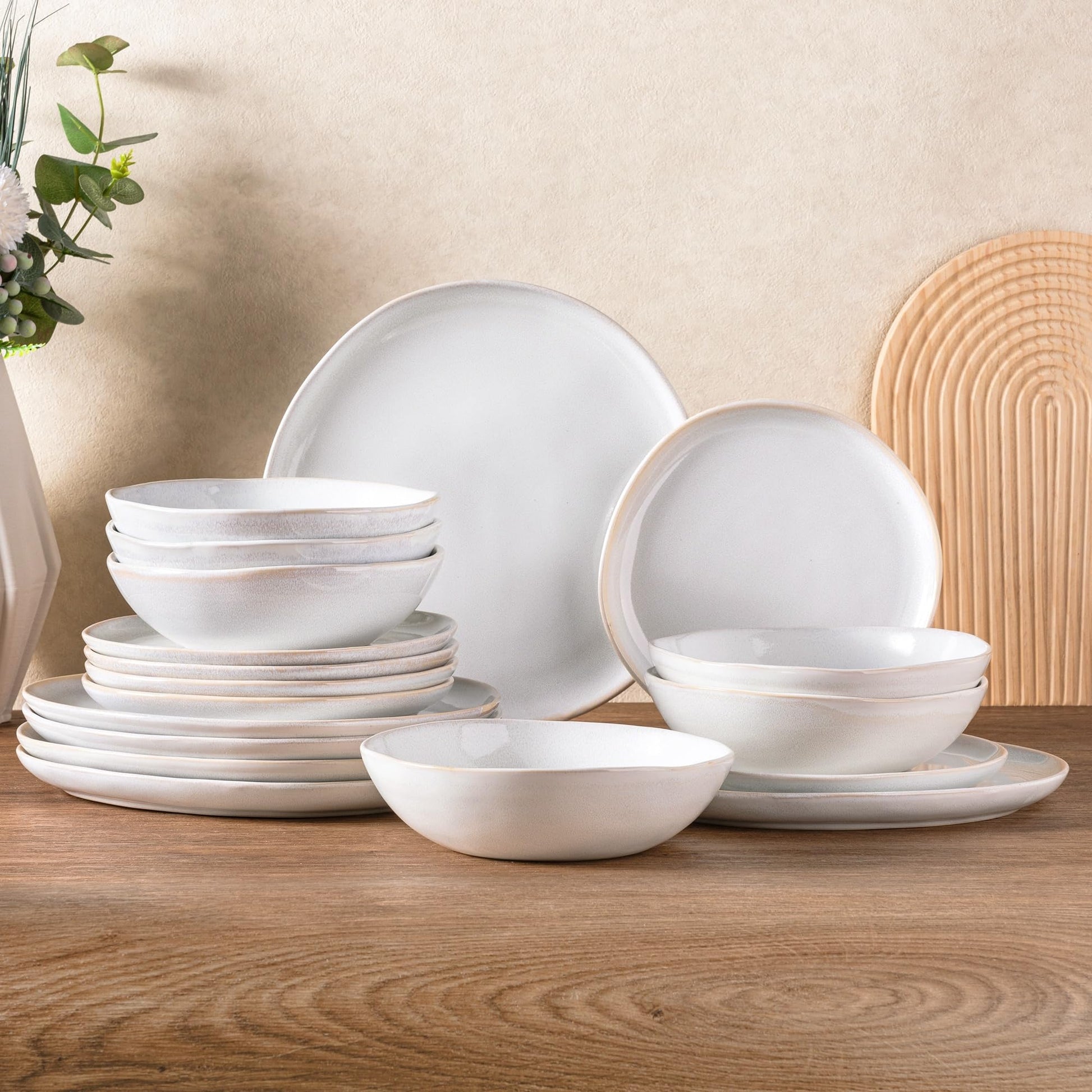 AmorArc Ceramic Dinnerware Sets,Handmade Reactive Glaze Stoneware Plates and Bowls Set,Highly Scratch Resistant Dishes | Dishwasher & Microwave Safe Dishes Set, Service for 6 (18pc)