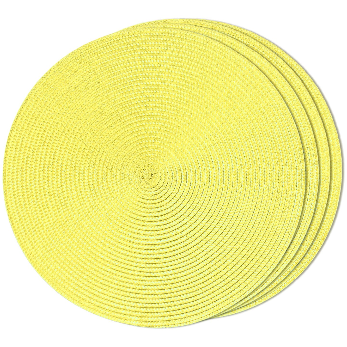 FunWheat Round Braided Placemats Set of 6 Table Mats for Dining Tables Woven Washable Non-Slip Place mats 15 in(Blue, 6pcs)