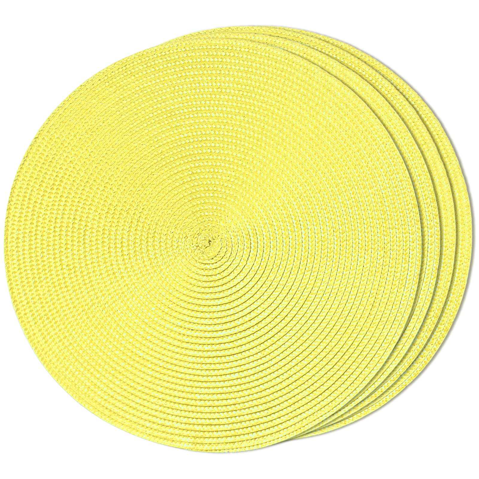 FunWheat Round Braided Placemats Set of 6 Table Mats for Dining Tables Woven Washable Non-Slip Place mats 15 in(Blue, 6pcs)