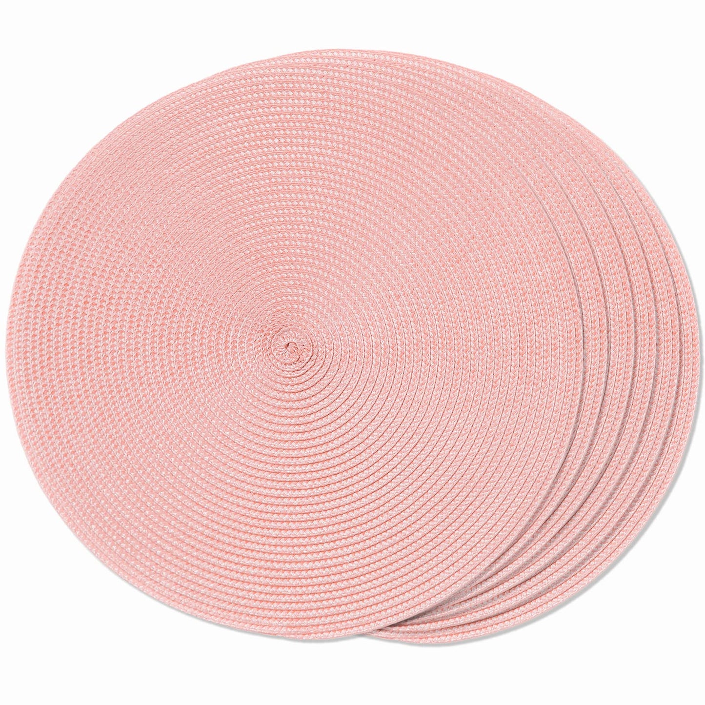 FunWheat Round Braided Placemats Set of 6 Table Mats for Dining Tables Woven Washable Non-Slip Place mats 15 in(Blue, 6pcs)
