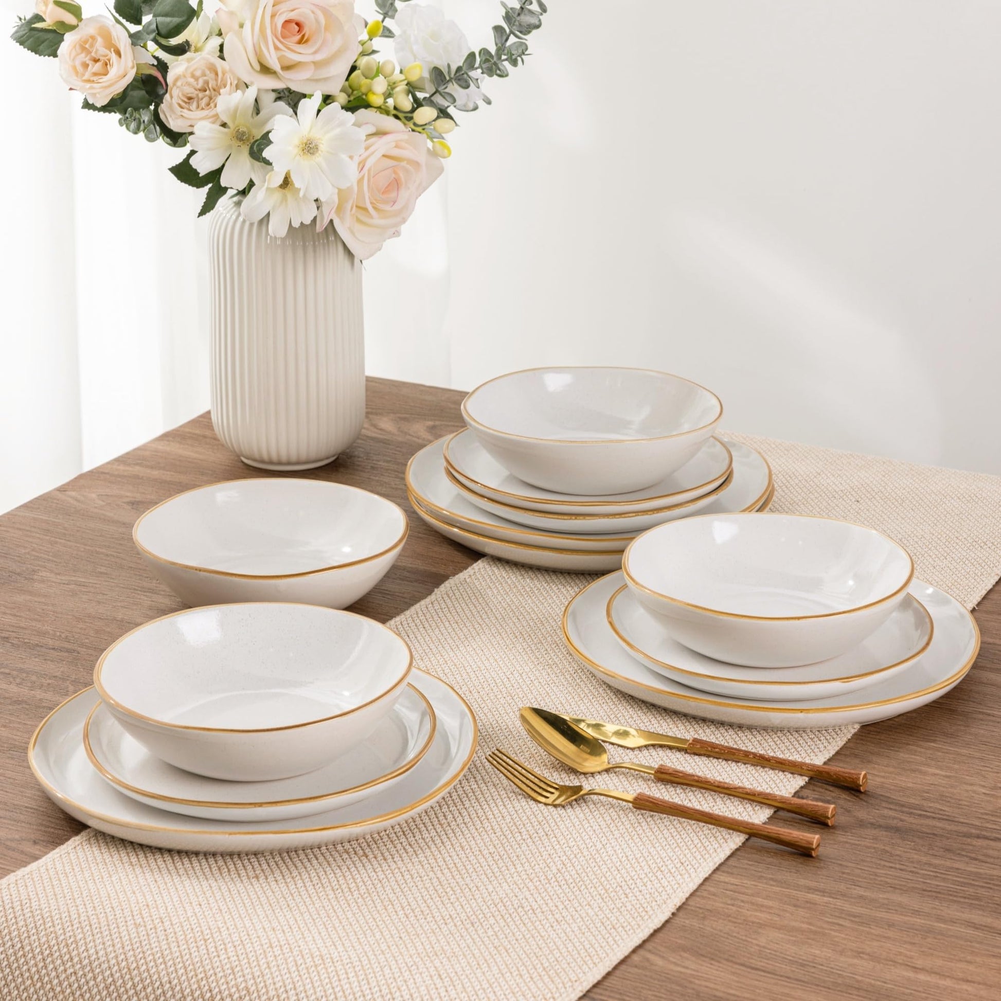 AmorArc Ceramic Dinnerware Sets,Handmade Reactive Glaze Stoneware Plates and Bowls Set,Highly Scratch Resistant Dishes | Dishwasher & Microwave Safe Dishes Set, Service for 6 (18pc)