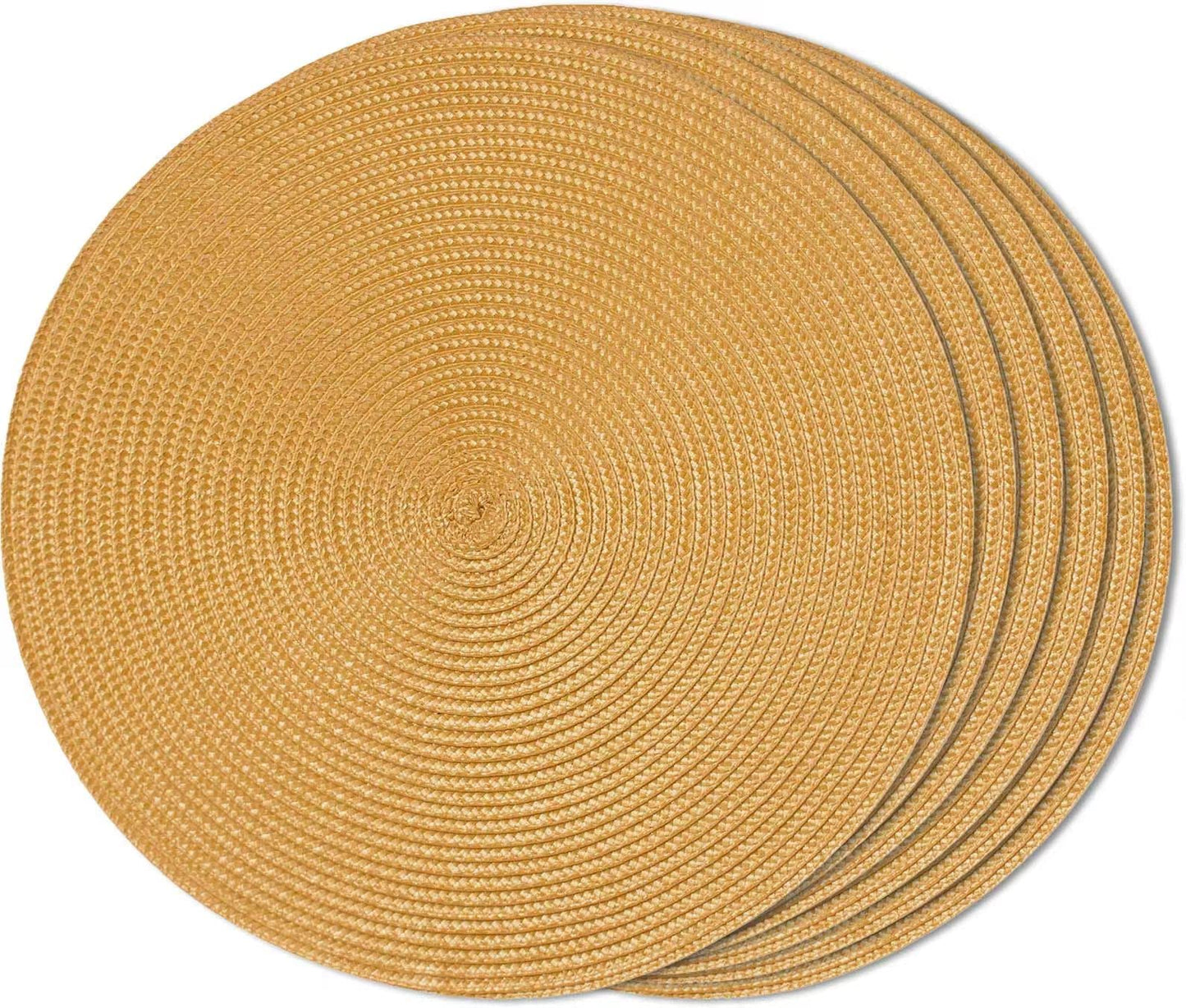 FunWheat Round Braided Placemats Set of 6 Table Mats for Dining Tables Woven Washable Non-Slip Place mats 15 in(Blue, 6pcs)
