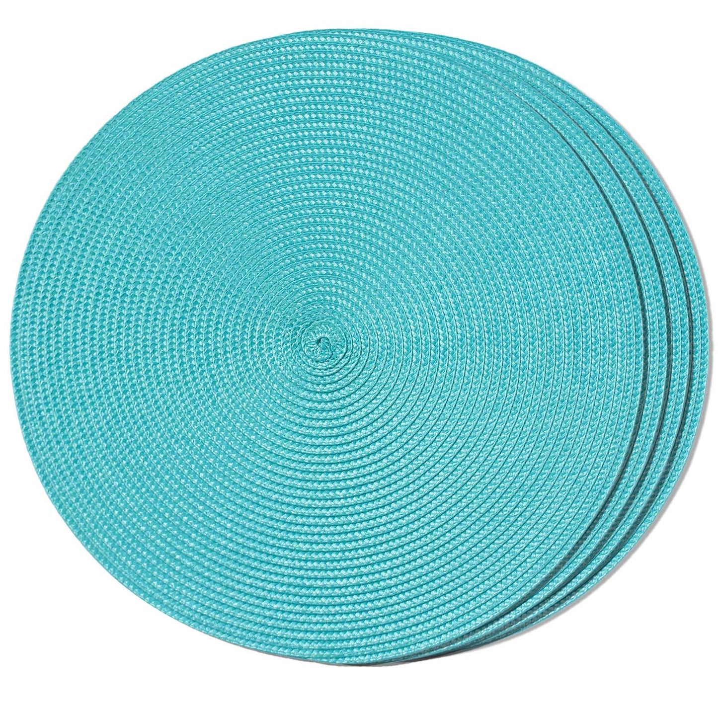 FunWheat Round Braided Placemats Set of 6 Table Mats for Dining Tables Woven Washable Non-Slip Place mats 15 in(Blue, 6pcs)