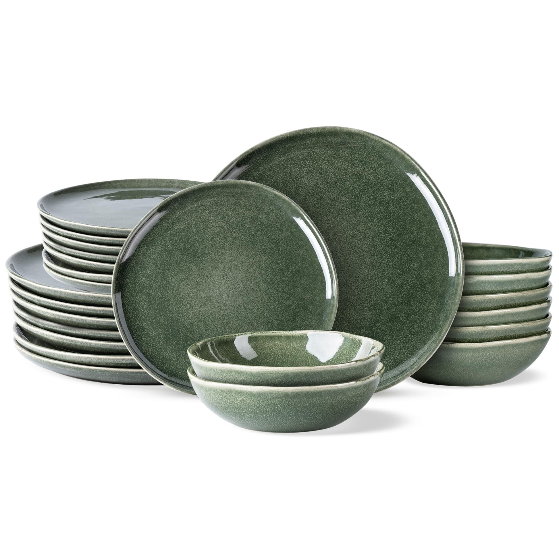 AmorArc Ceramic Dinnerware Sets,Handmade Reactive Glaze Stoneware Plates and Bowls Set,Highly Scratch Resistant Dishes | Dishwasher & Microwave Safe Dishes Set, Service for 6 (18pc)