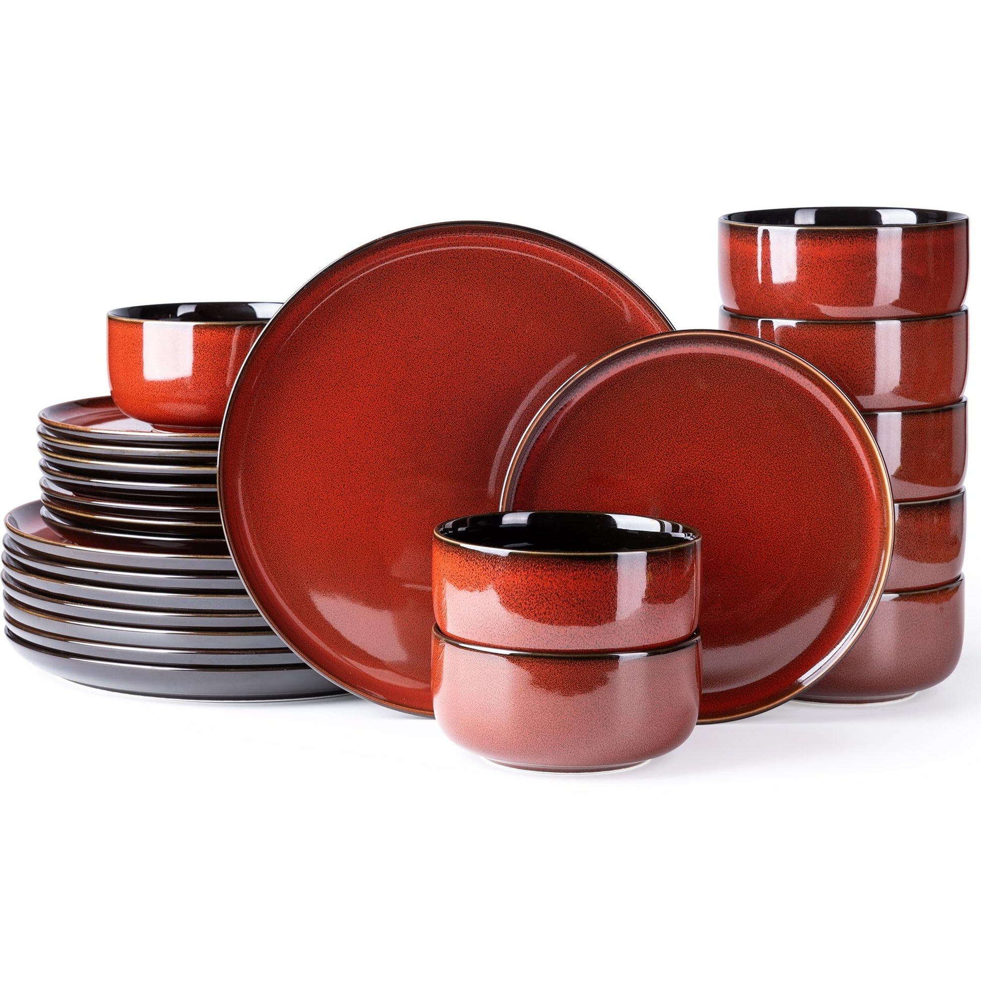 LeRatio Ceramic Dinnerware Sets for 4,12-Piece Plates and Bowls,Handmade Reactive Glaze Dishes Set,Chip Resistant and Scratch Resistant | Oven Dishwasher & Microwave Safe,Service for 4-Kahki