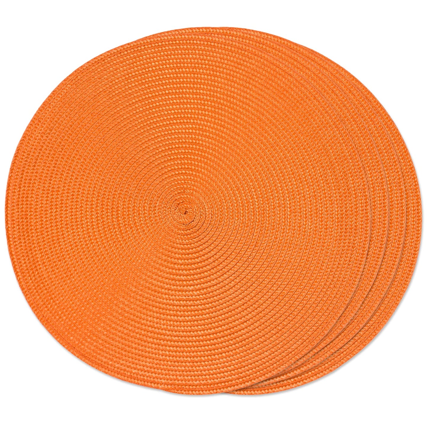 FunWheat Round Braided Placemats Set of 6 Table Mats for Dining Tables Woven Washable Non-Slip Place mats 15 in(Blue, 6pcs)