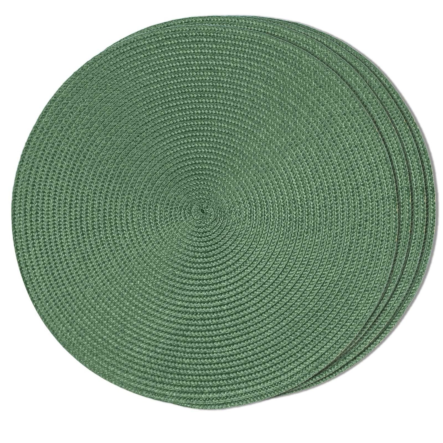FunWheat Round Braided Placemats Set of 6 Table Mats for Dining Tables Woven Washable Non-Slip Place mats 15 in(Blue, 6pcs)