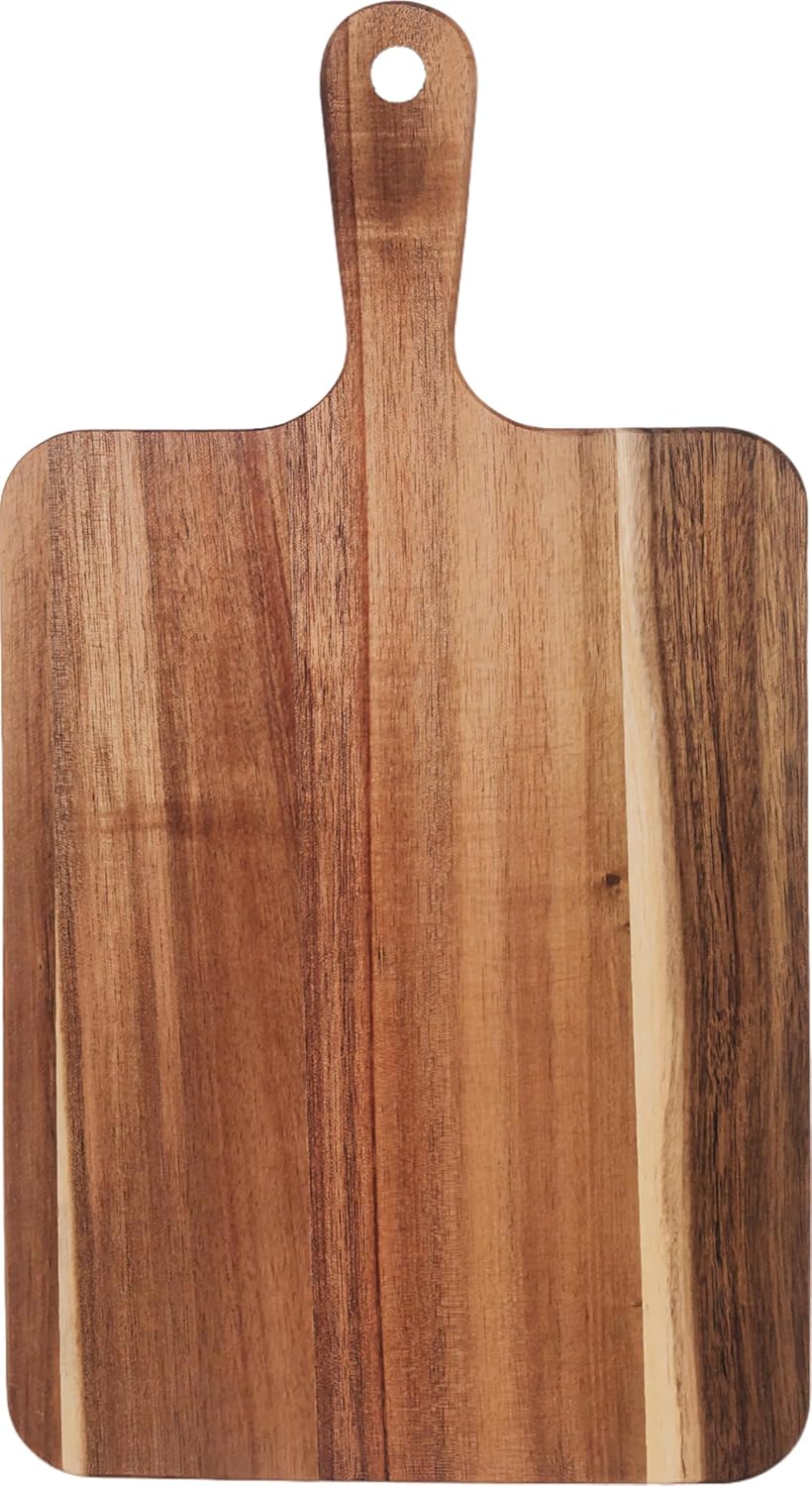 ZeQi Acacia Wood Cutting Board with Handle 13.7''X7'' / Charcuterie Board/Serving Board/Cheese, Bread, Vegetables & Fruits Serving Board (Rectangular)