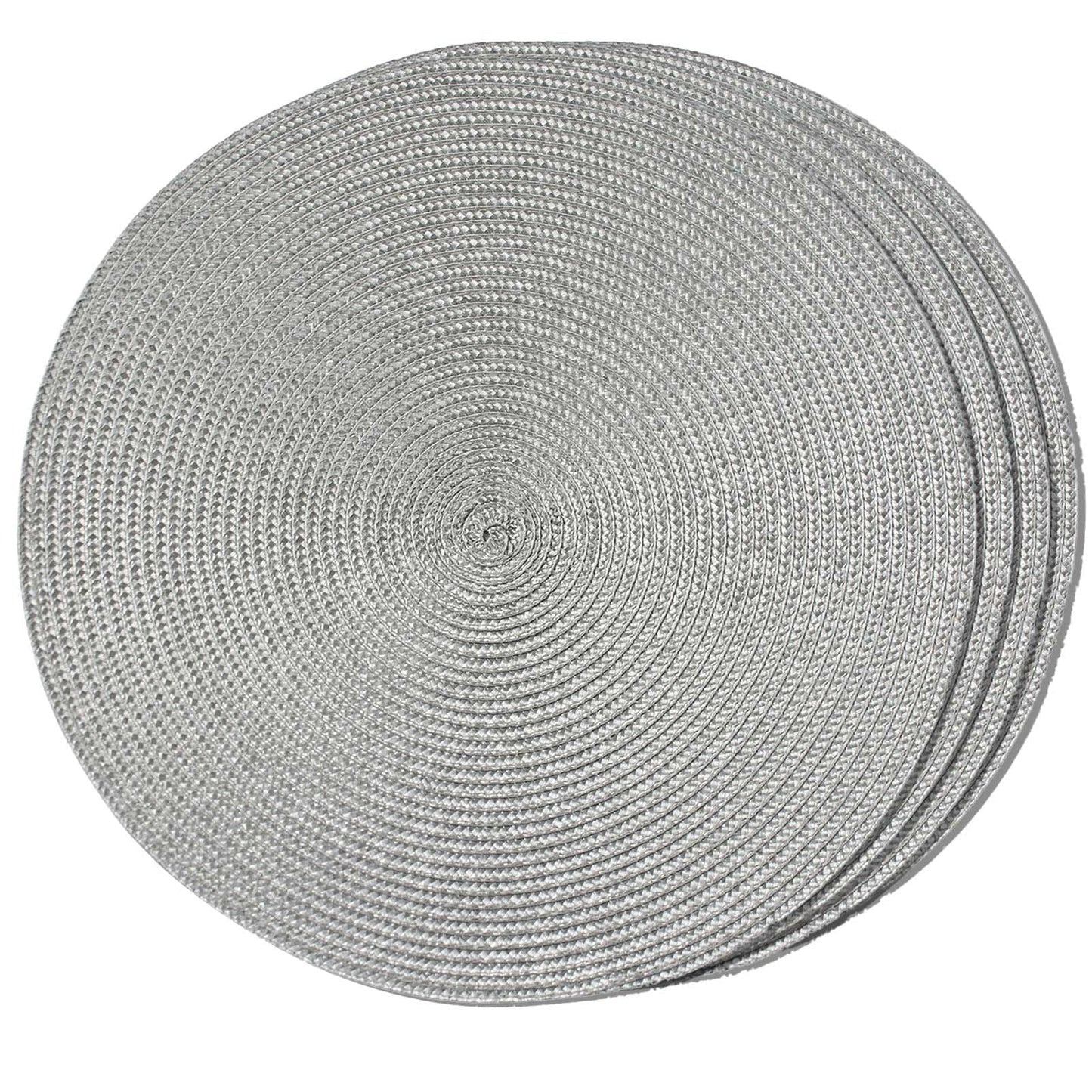 FunWheat Round Braided Placemats Set of 6 Table Mats for Dining Tables Woven Washable Non-Slip Place mats 15 in(Blue, 6pcs)