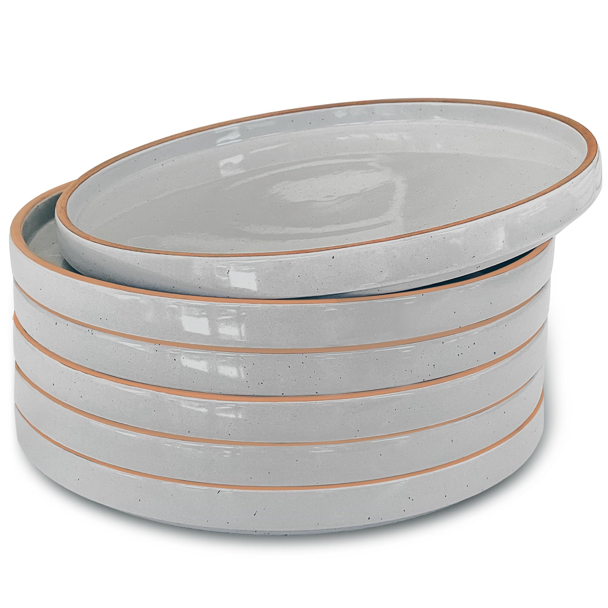 Mora Ceramic Flat Plates Set of 6-8 in - The Dessert, Salad, Appetizer, Small Lunch, etc Plate. Microwave, Oven, and Dishwasher Safe, Scratch Resistant. Kitchen Porcelain Dish - Neutrals