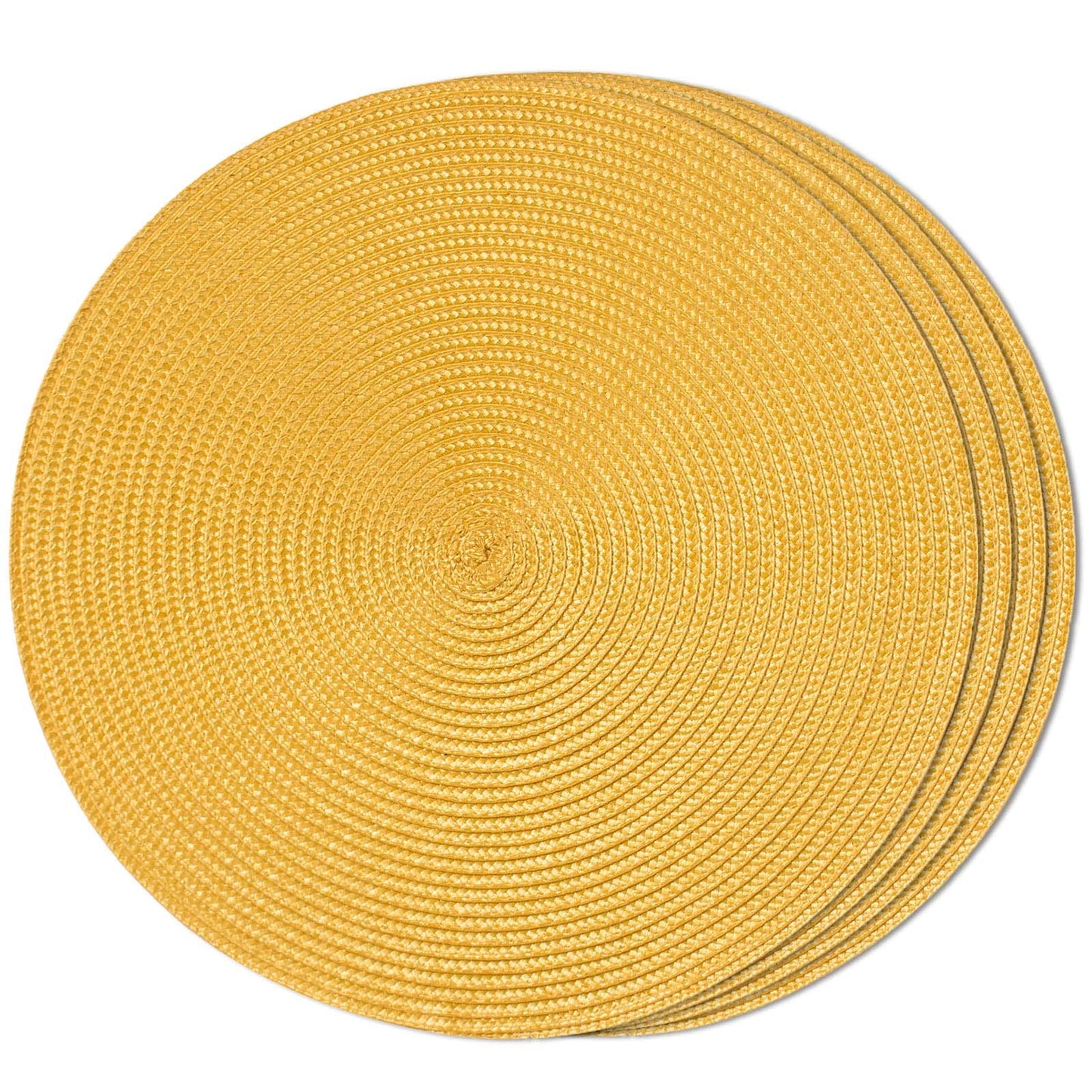 FunWheat Round Braided Placemats Set of 6 Table Mats for Dining Tables Woven Washable Non-Slip Place mats 15 in(Blue, 6pcs)