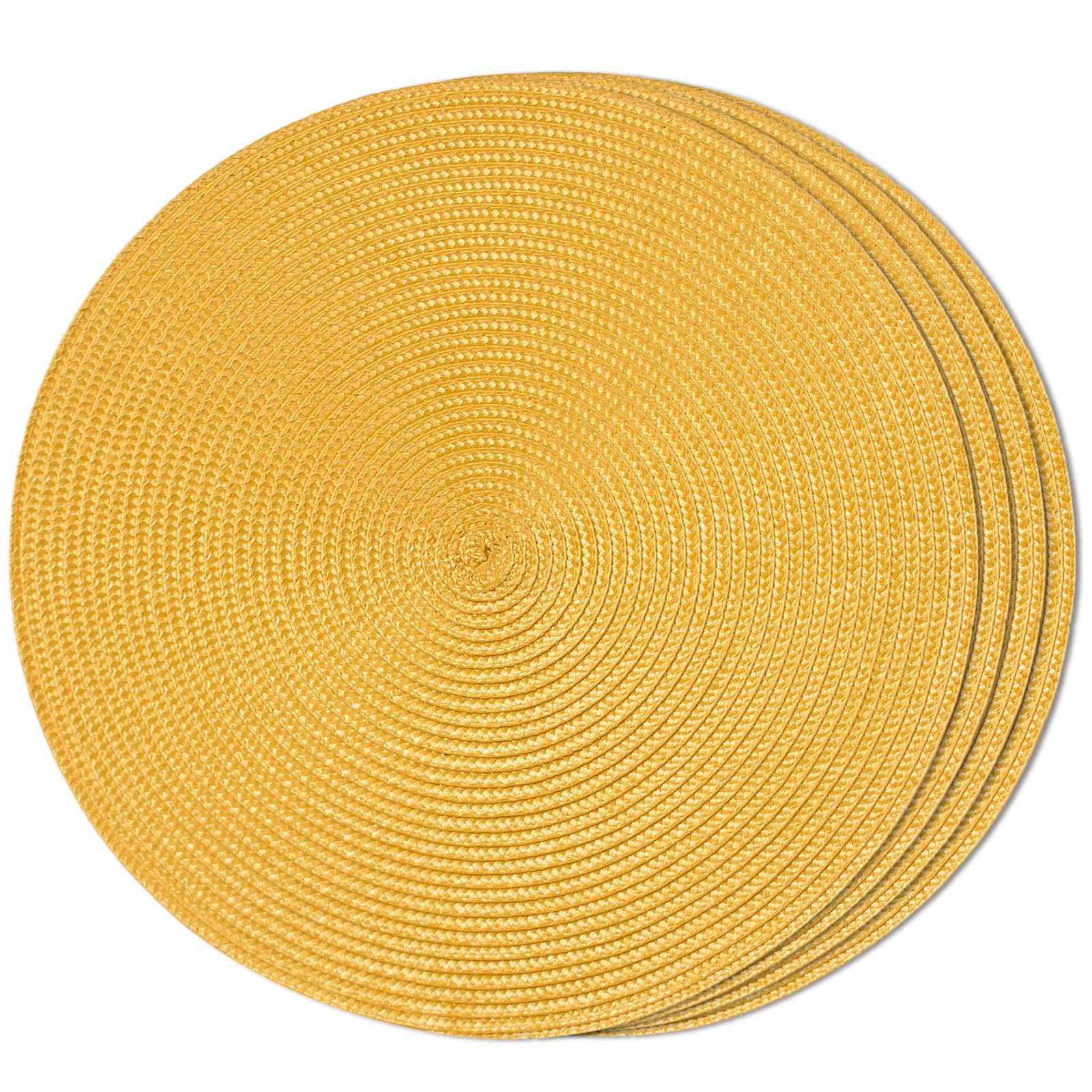 FunWheat Round Braided Placemats Set of 6 Table Mats for Dining Tables Woven Washable Non-Slip Place mats 15 in(Blue, 6pcs)