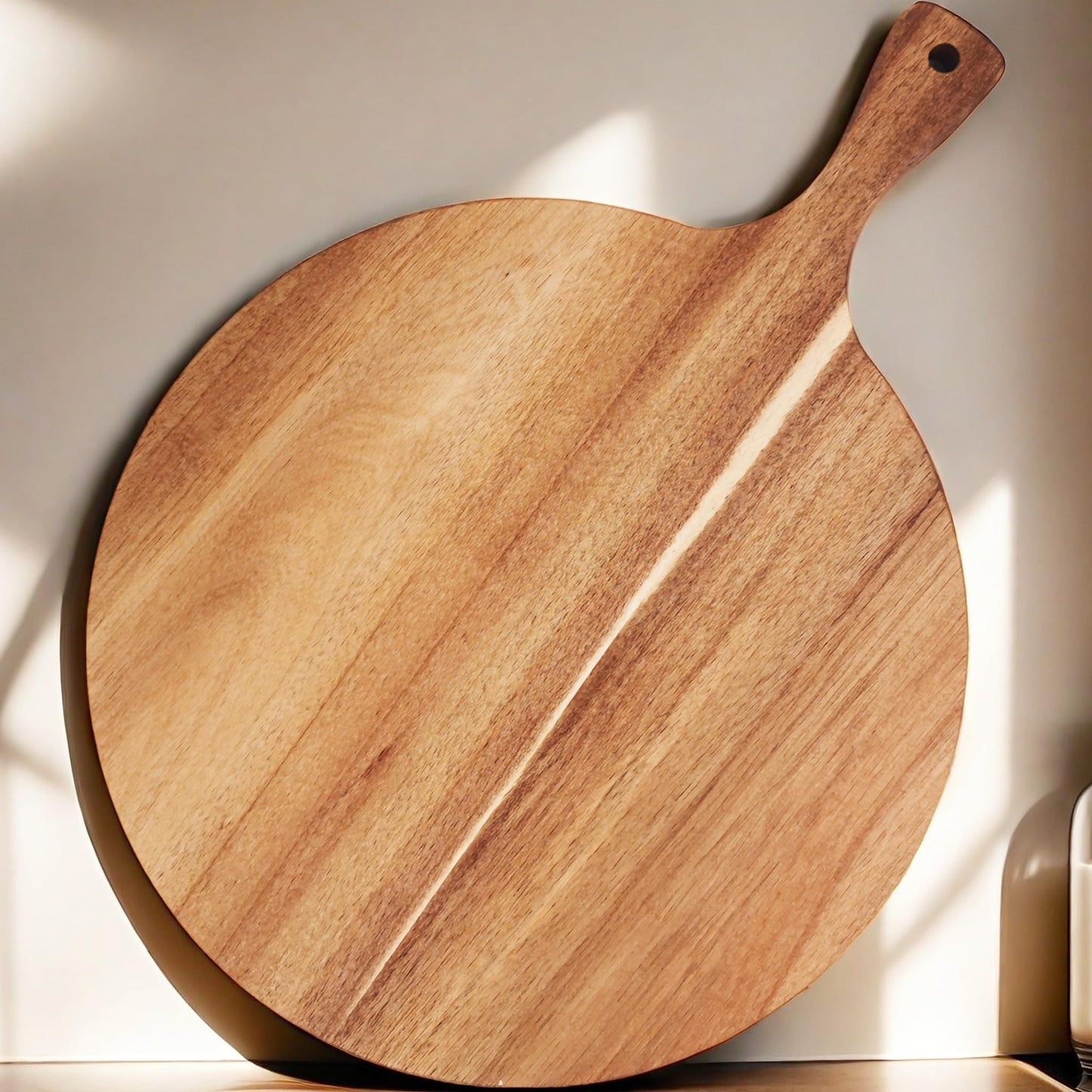 ZeQi Acacia Wood Cutting Board with Handle 13.7''X7'' / Charcuterie Board/Serving Board/Cheese, Bread, Vegetables & Fruits Serving Board (Rectangular)