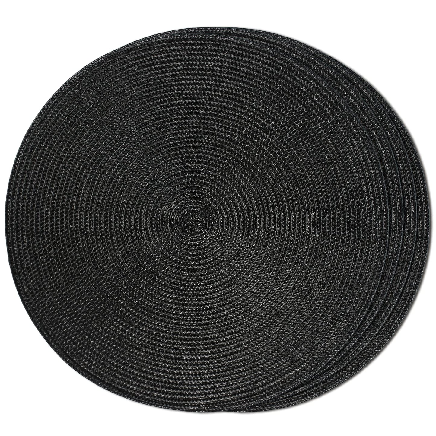 FunWheat Round Braided Placemats Set of 6 Table Mats for Dining Tables Woven Washable Non-Slip Place mats 15 in(Blue, 6pcs)