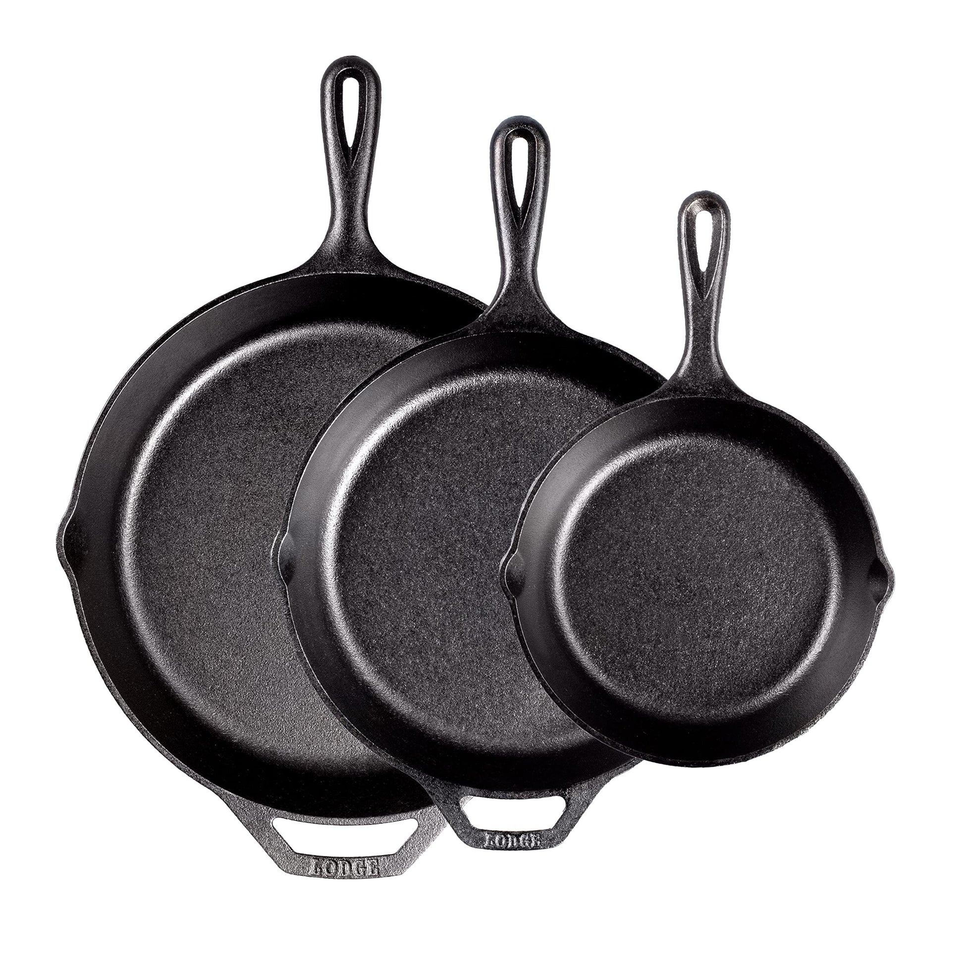 Lodge 10.25 Inch Cast Iron Skillet – Pre-Seasoned Frying Pan with Teardrop Handle – Oven, Stovetop, Grill & Campfire Use – Made in USA – Durable, Non-Toxic, Even-Heating Cookware – Black