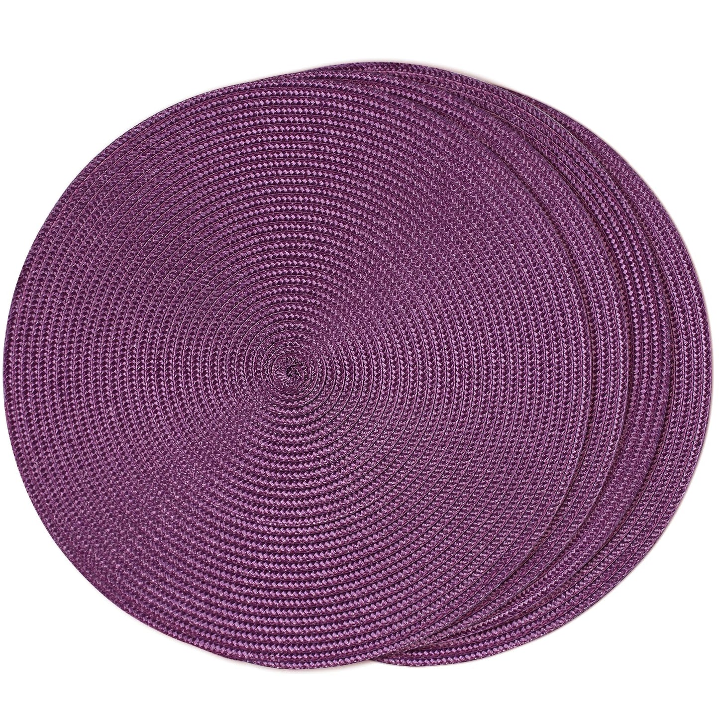 FunWheat Round Braided Placemats Set of 6 Table Mats for Dining Tables Woven Washable Non-Slip Place mats 15 in(Blue, 6pcs)