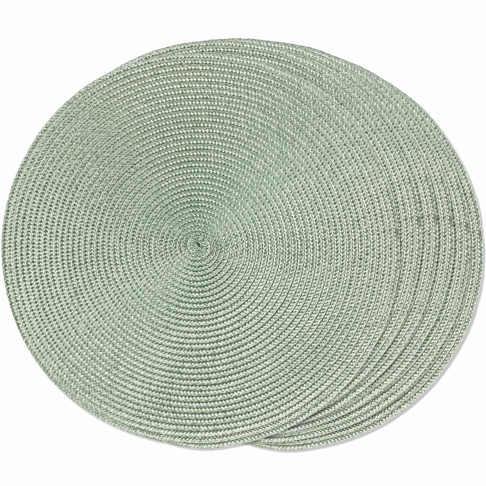 FunWheat Round Braided Placemats Set of 6 Table Mats for Dining Tables Woven Washable Non-Slip Place mats 15 in(Blue, 6pcs)