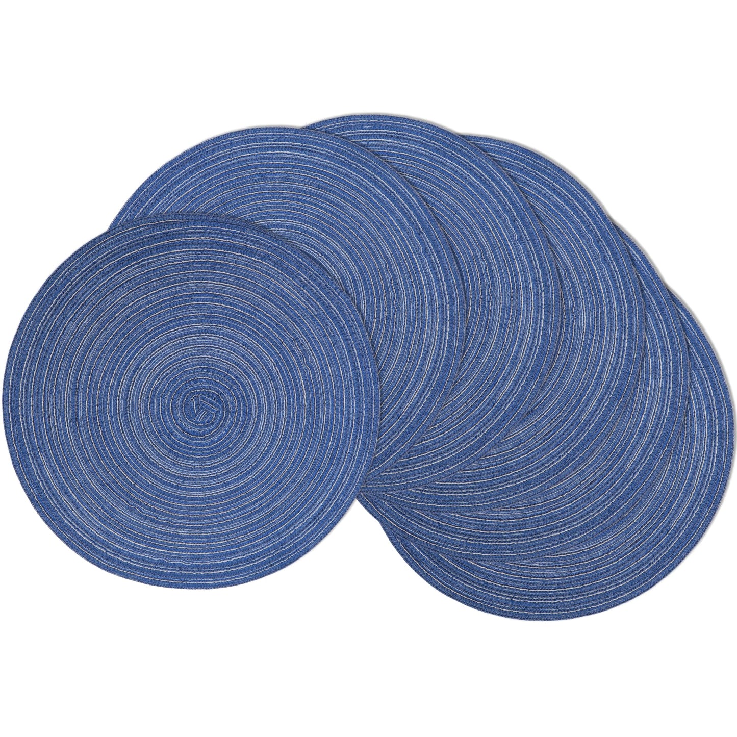 Braided Round Placemats Set of 6, Woven Washable Non-Slip Table Mats for Kitchen Dining, 15 Inch, Heat Resistant - Natural Fabric Indoor Outdoor Place Mats(Beige)
