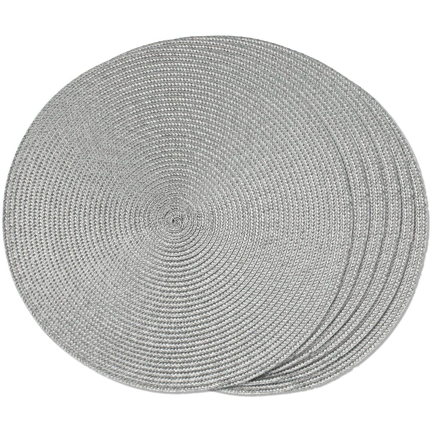 FunWheat Round Braided Placemats Set of 6 Table Mats for Dining Tables Woven Washable Non-Slip Place mats 15 in(Blue, 6pcs)