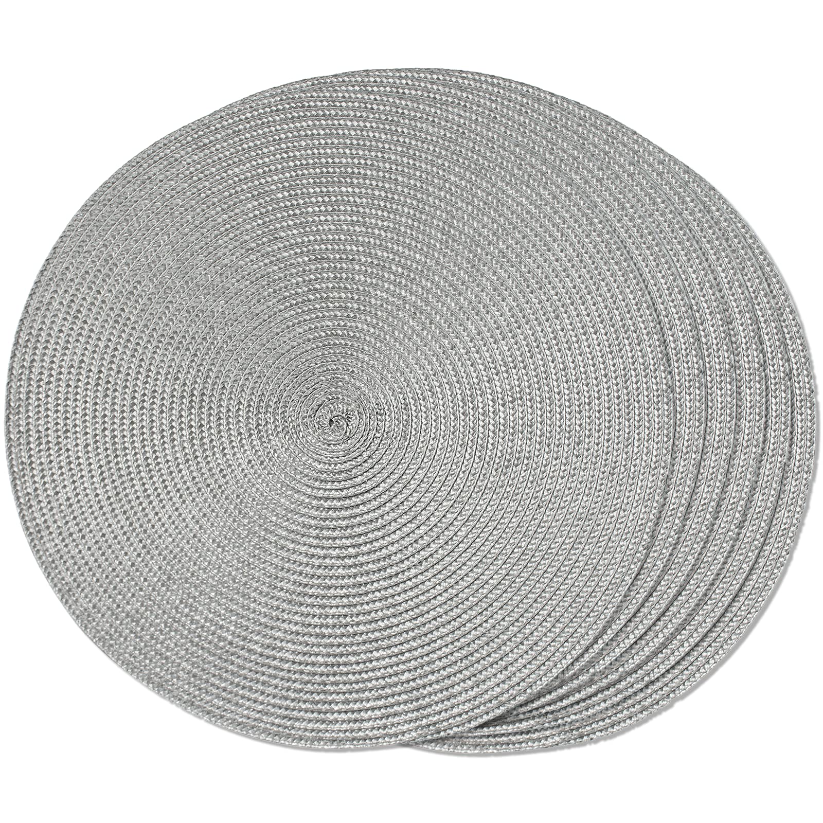 FunWheat Round Braided Placemats Set of 6 Table Mats for Dining Tables Woven Washable Non-Slip Place mats 15 in(Blue, 6pcs)