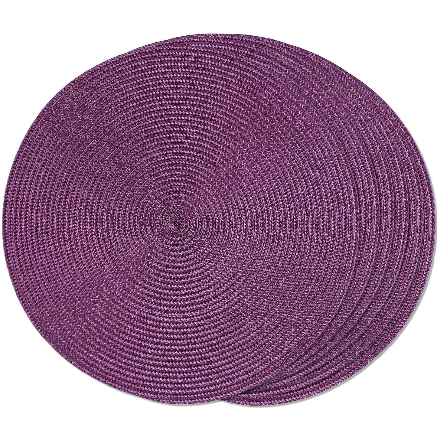 FunWheat Round Braided Placemats Set of 6 Table Mats for Dining Tables Woven Washable Non-Slip Place mats 15 in(Blue, 6pcs)