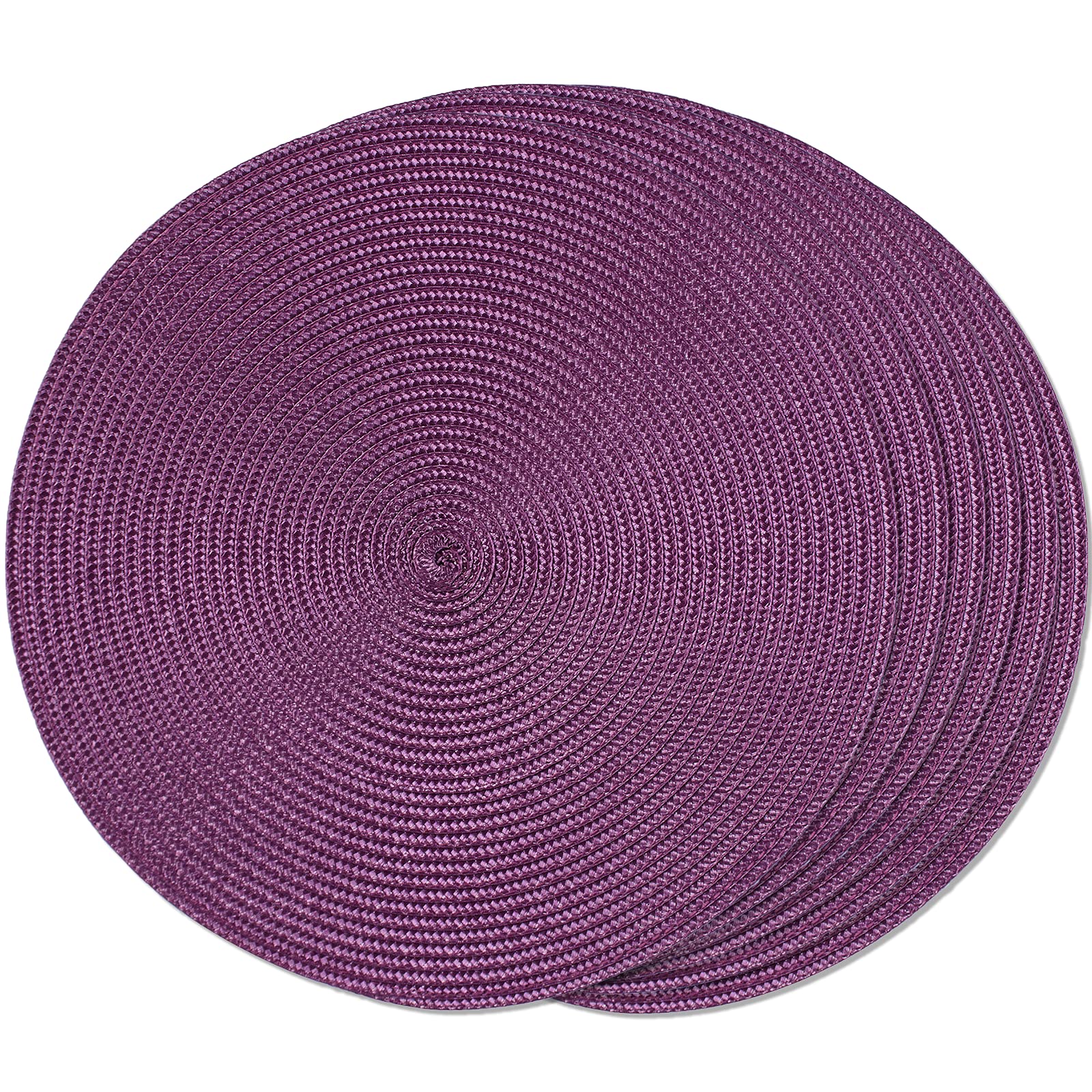 FunWheat Round Braided Placemats Set of 6 Table Mats for Dining Tables Woven Washable Non-Slip Place mats 15 in(Blue, 6pcs)