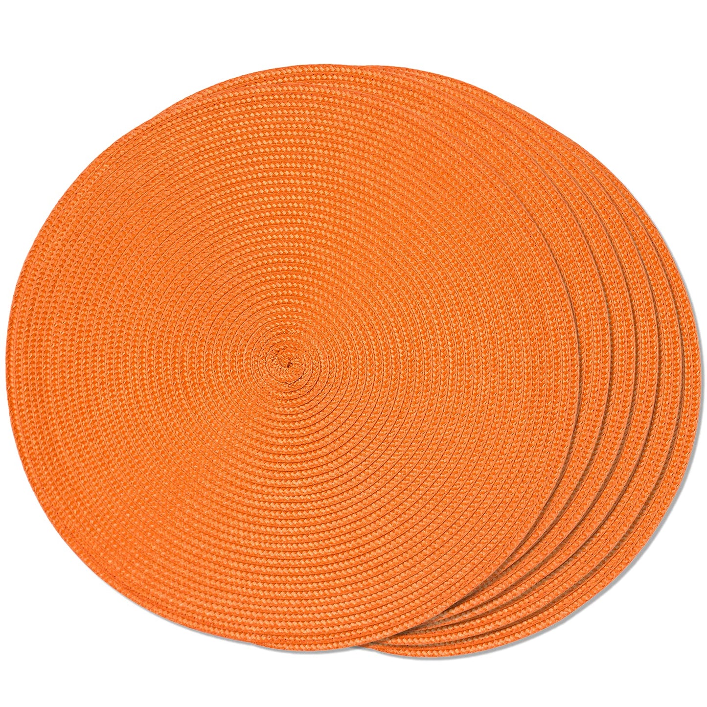 FunWheat Round Braided Placemats Set of 6 Table Mats for Dining Tables Woven Washable Non-Slip Place mats 15 in(Blue, 6pcs)