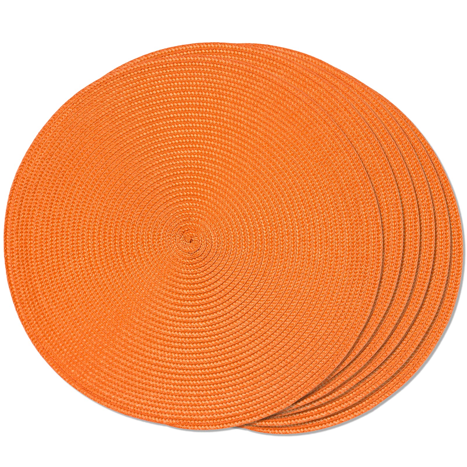 FunWheat Round Braided Placemats Set of 6 Table Mats for Dining Tables Woven Washable Non-Slip Place mats 15 in(Blue, 6pcs)