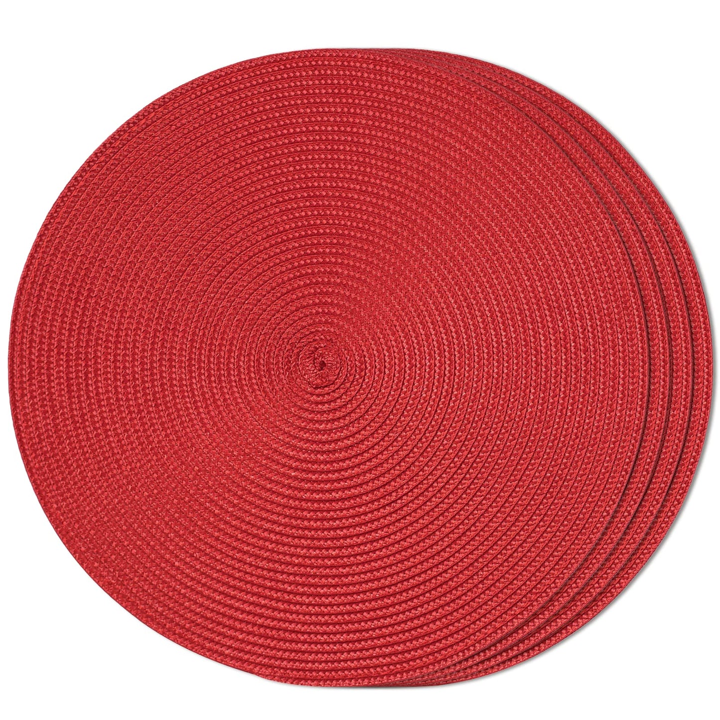 FunWheat Round Braided Placemats Set of 6 Table Mats for Dining Tables Woven Washable Non-Slip Place mats 15 in(Blue, 6pcs)