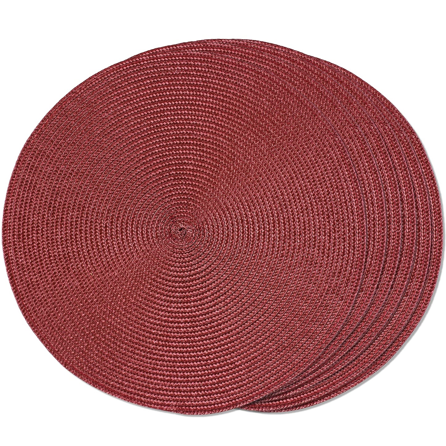 FunWheat Round Braided Placemats Set of 6 Table Mats for Dining Tables Woven Washable Non-Slip Place mats 15 in(Blue, 6pcs)