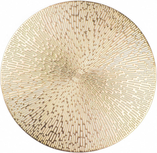 Round Placemats Gold Metallic Set of 6 Vinyl Hollow Placemats 15 Inch, Washable Easy Clean Wipeable Non Slip Stain Heat Resistant Dining Table Place Mats for Wedding Party Decoration by Snowkingdom