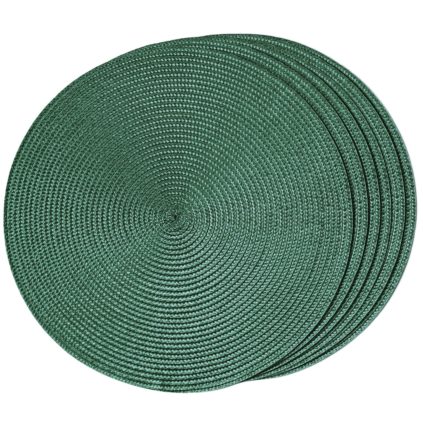 FunWheat Round Braided Placemats Set of 6 Table Mats for Dining Tables Woven Washable Non-Slip Place mats 15 in(Blue, 6pcs)