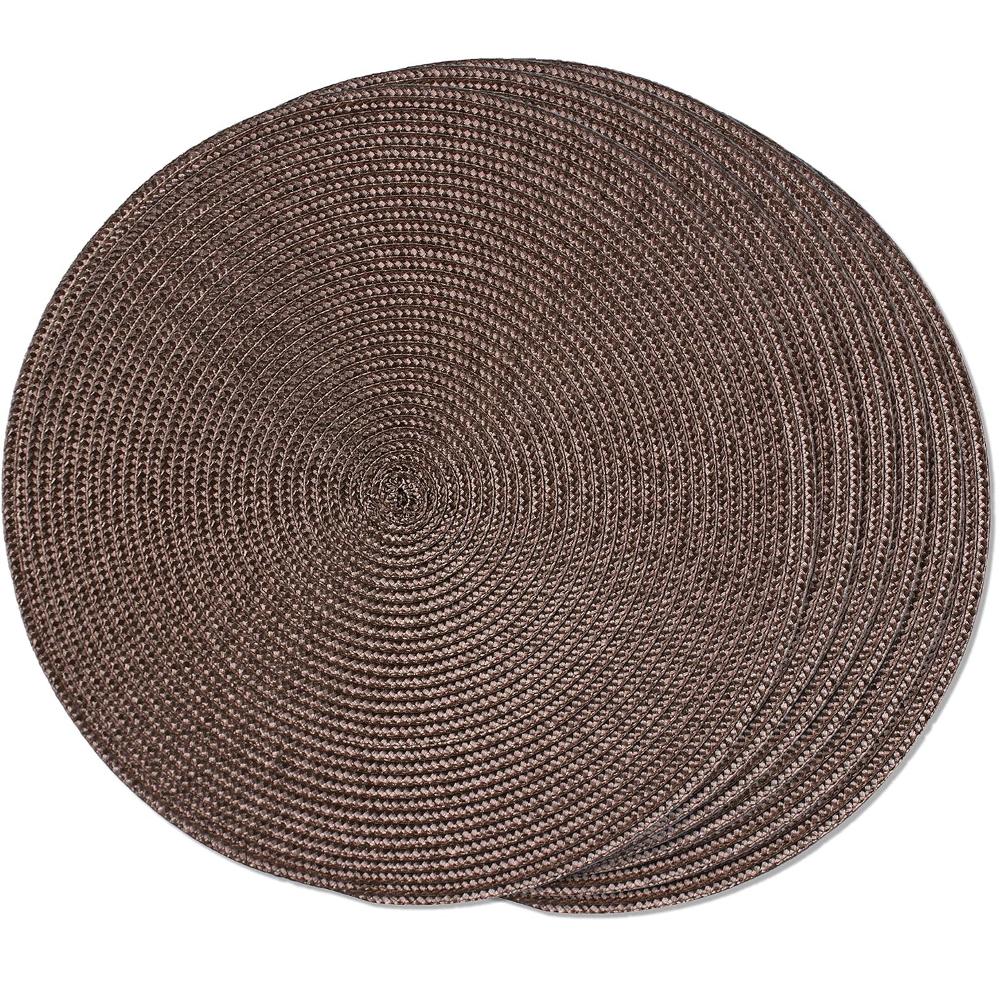 FunWheat Round Braided Placemats Set of 6 Table Mats for Dining Tables Woven Washable Non-Slip Place mats 15 in(Blue, 6pcs)