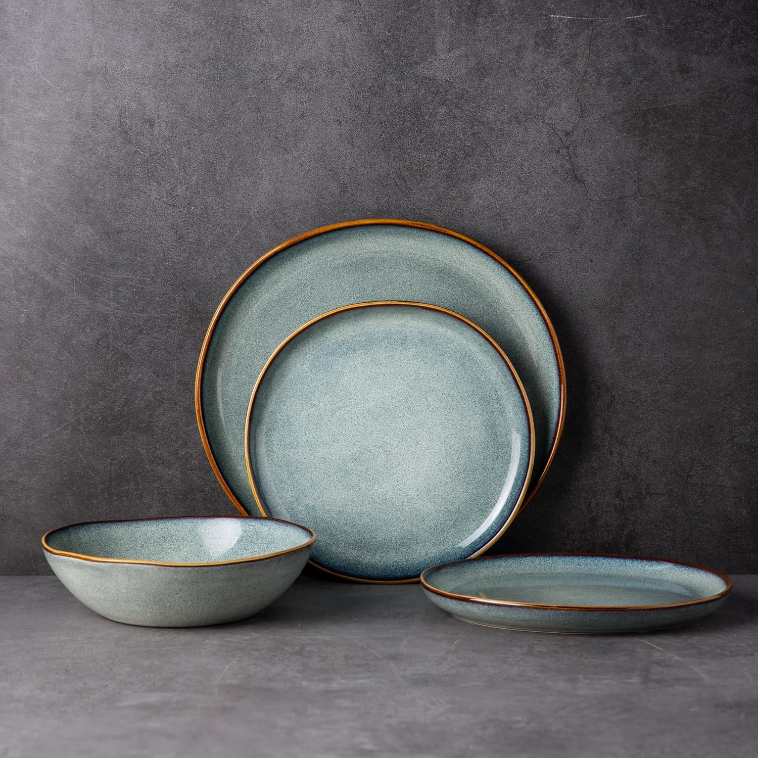AmorArc Ceramic Cereal Bowls Set of 6, 24 oz Handmade Stoneware Bowls for Cereal Soup Salad Bread, Stylish Kitchen Bowls for Meal, Dishwasher & Microwave Safe, Ocean Blue