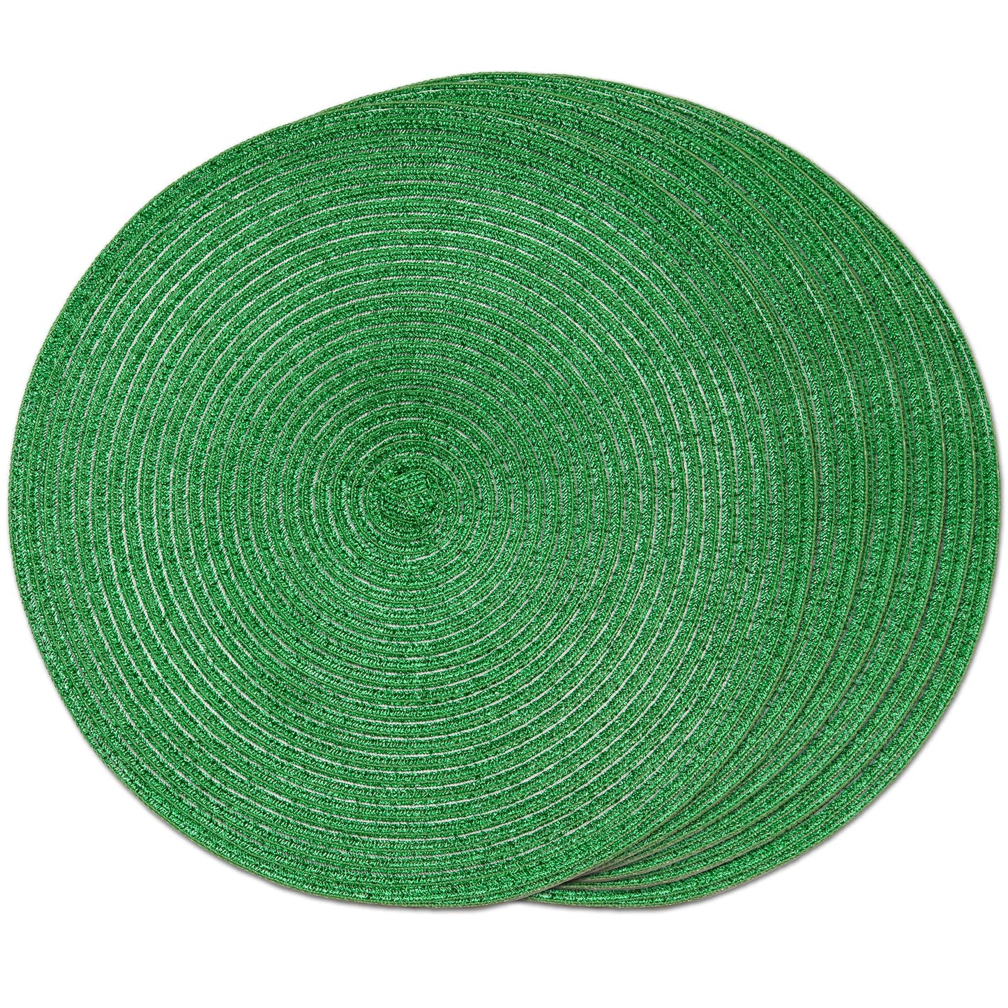 FunWheat Round Braided Placemats Set of 6 Table Mats for Dining Tables Woven Washable Non-Slip Place mats 15 in(Blue, 6pcs)