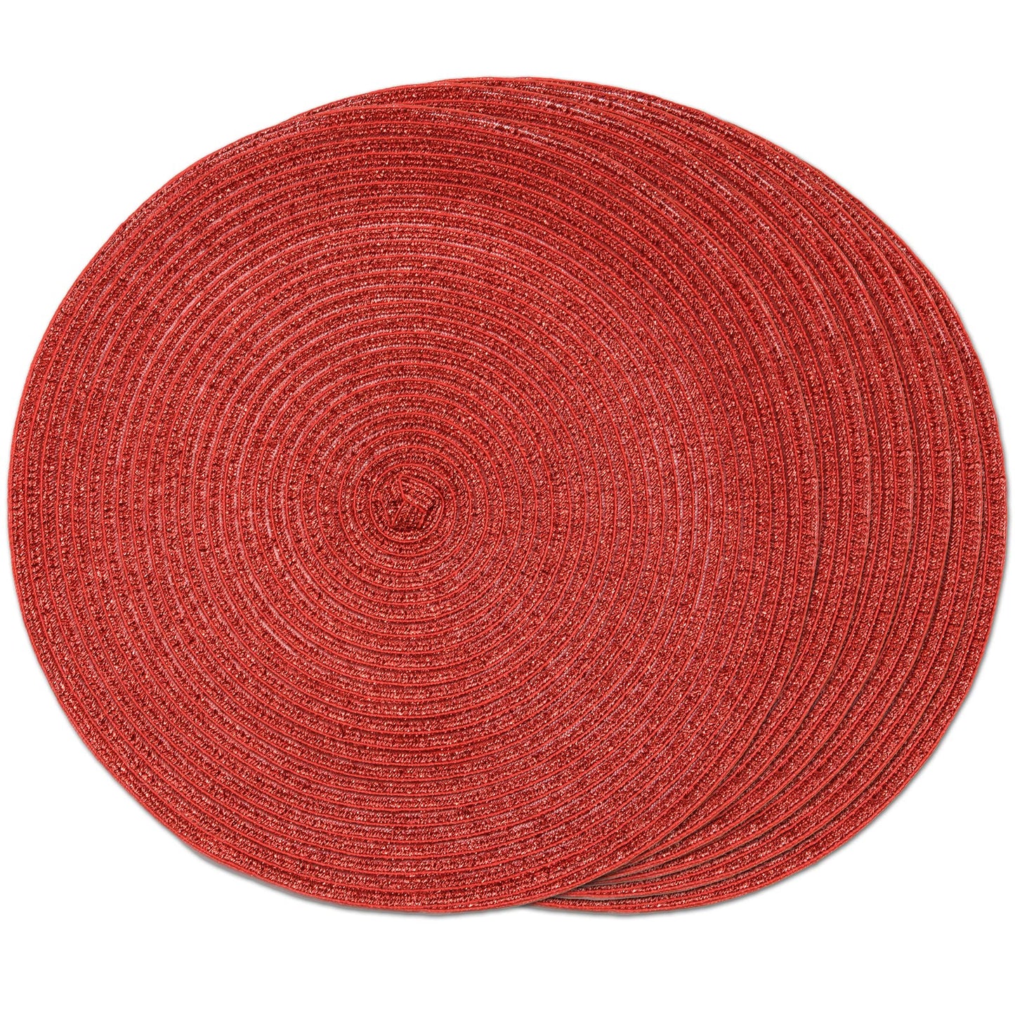 FunWheat Round Braided Placemats Set of 6 Table Mats for Dining Tables Woven Washable Non-Slip Place mats 15 in(Blue, 6pcs)