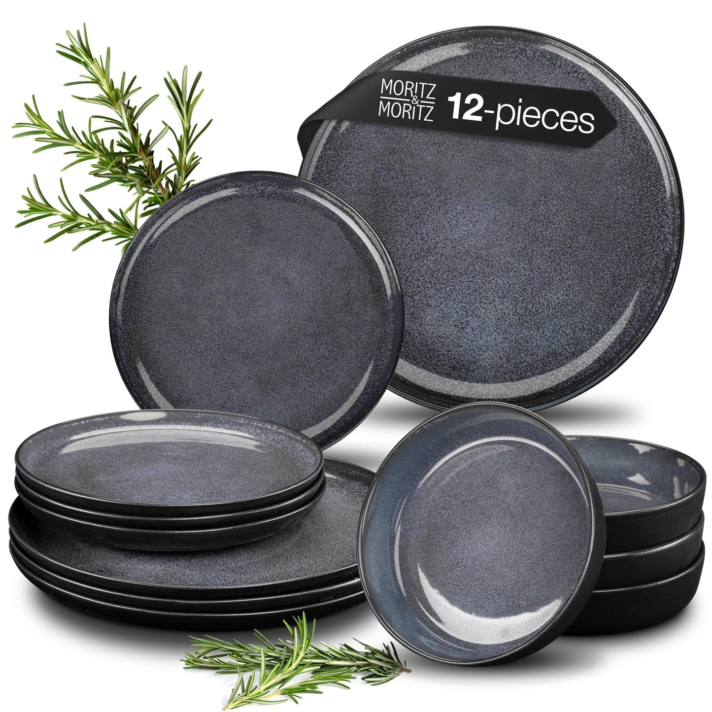VIDA 12-Piece Porcelain Dinnerware Plate Set for 4 | Includes 4 Dinner Plates, 4 Dessert Plates, 4 Bowls | Modern Beige Ceramic Tableware, Stoneware Look, Microwave & Dishwasher Safe Dishes
