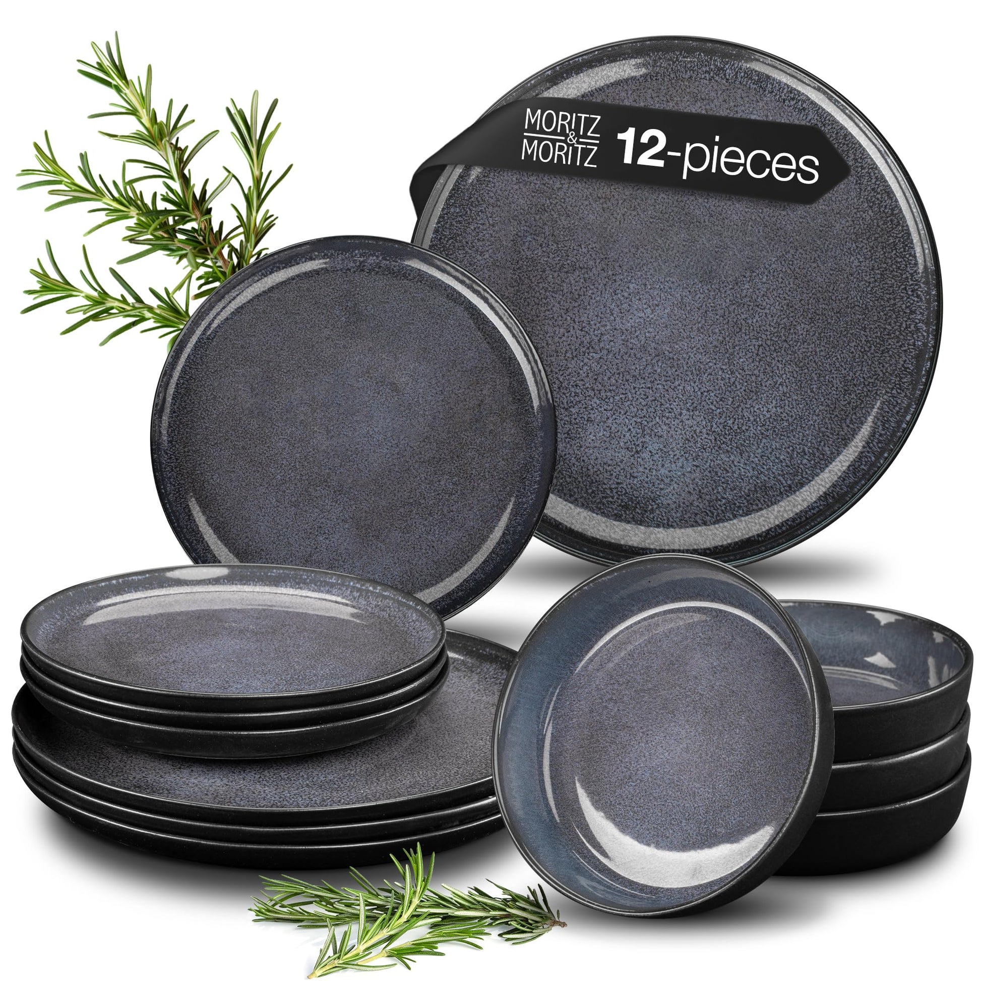 VIDA 12-Piece Porcelain Dinnerware Plate Set for 4 | Includes 4 Dinner Plates, 4 Dessert Plates, 4 Bowls | Modern Beige Ceramic Tableware, Stoneware Look, Microwave & Dishwasher Safe Dishes